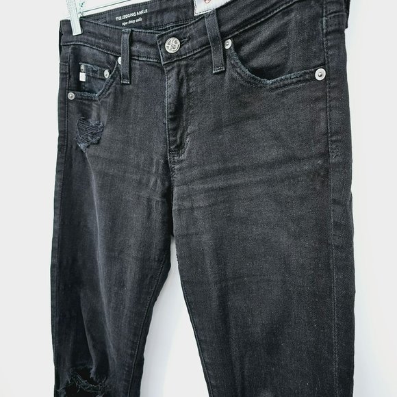 Adriano Goldschmied AGED Denim The Legging Skinny Ankle Jean 27 Black Distressed - Picture 5 of 11